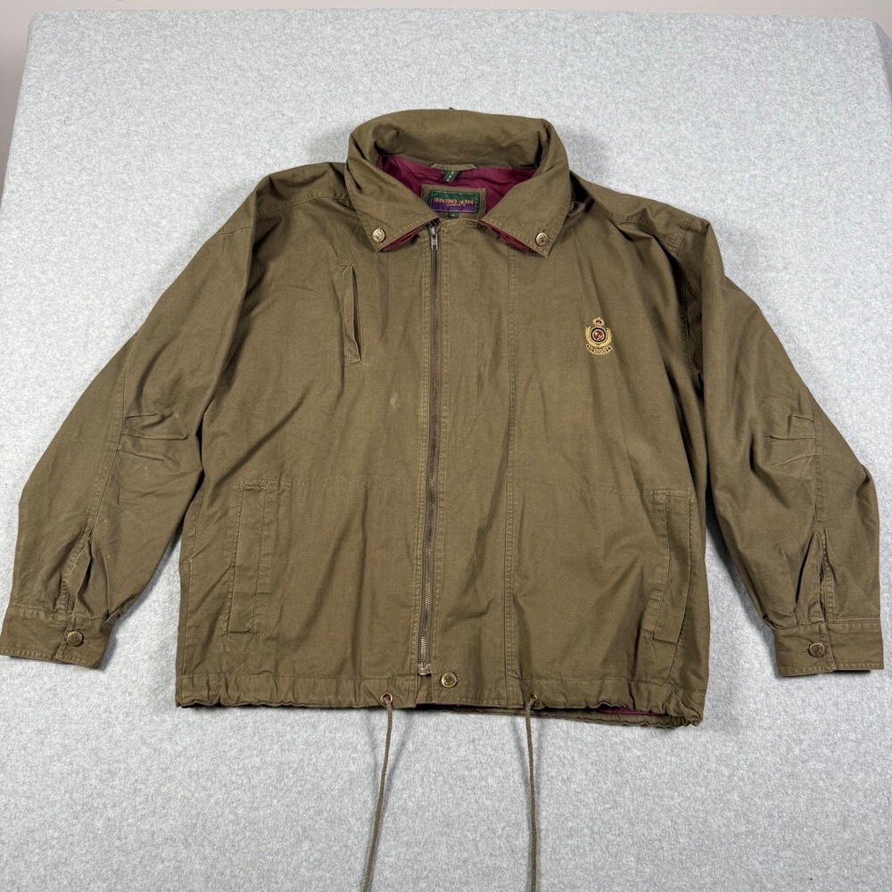 Vintage Hunting Horn Classics Mens XL Cotton Canvas Full Zip Jacket Olive Drab
